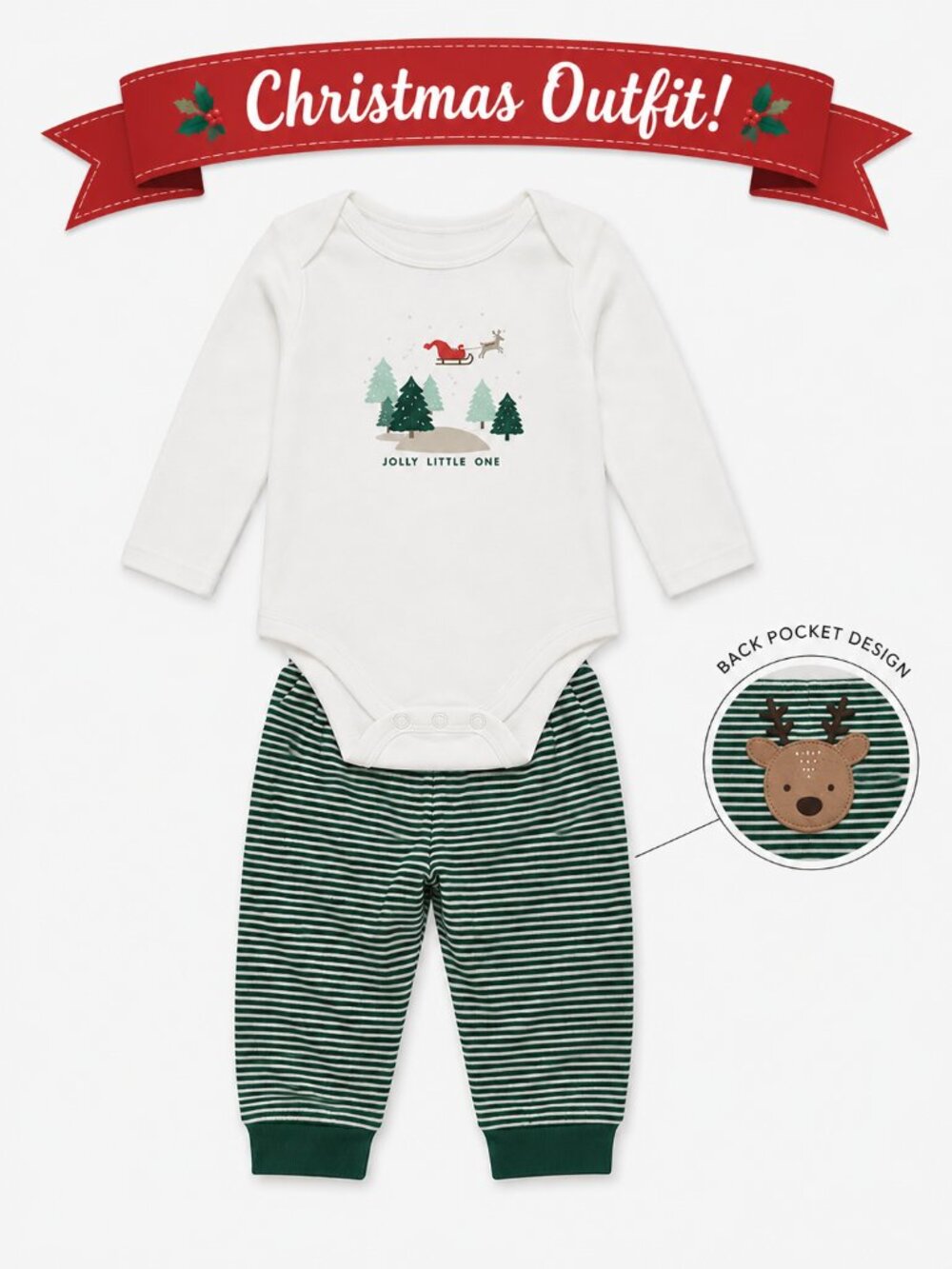 NWT Carter's Toddler Boy Christmas Outfit 2 Piece Set 12 Months Reindeer Holiday